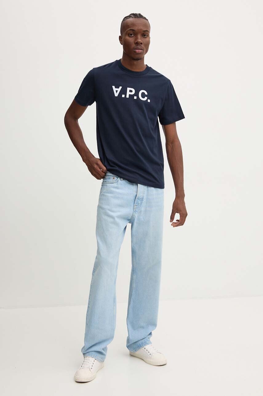 Бавовняна футболка A.P.C. t-shirt standard grand vpc GOTS колір синій з аплікацією COHBM.M26384