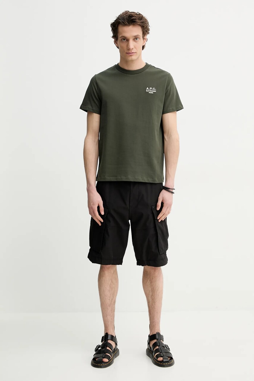 Бавовняна футболка A.P.C. standard rue madame GOTS колір зелений з аплікацією COHBU.M26388
