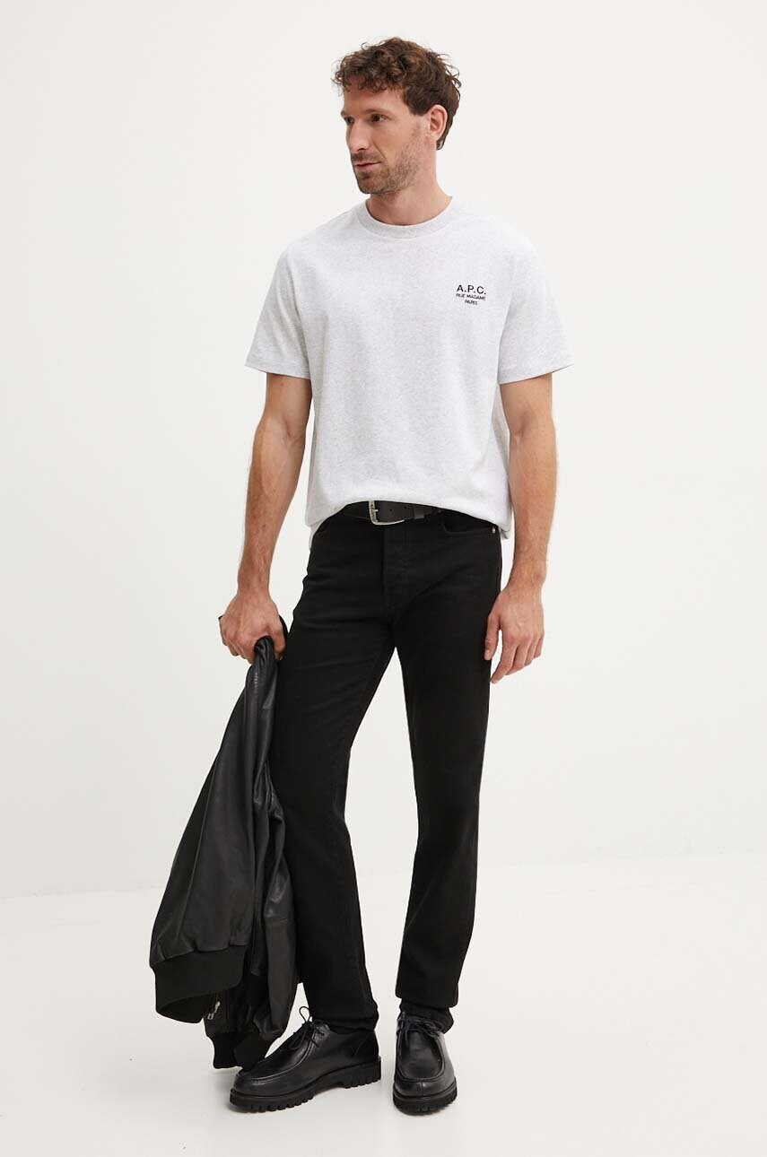 Бавовняна футболка A.P.C. standard rue madame GOTS колір сірий з аплікацією COHBU.M26388
