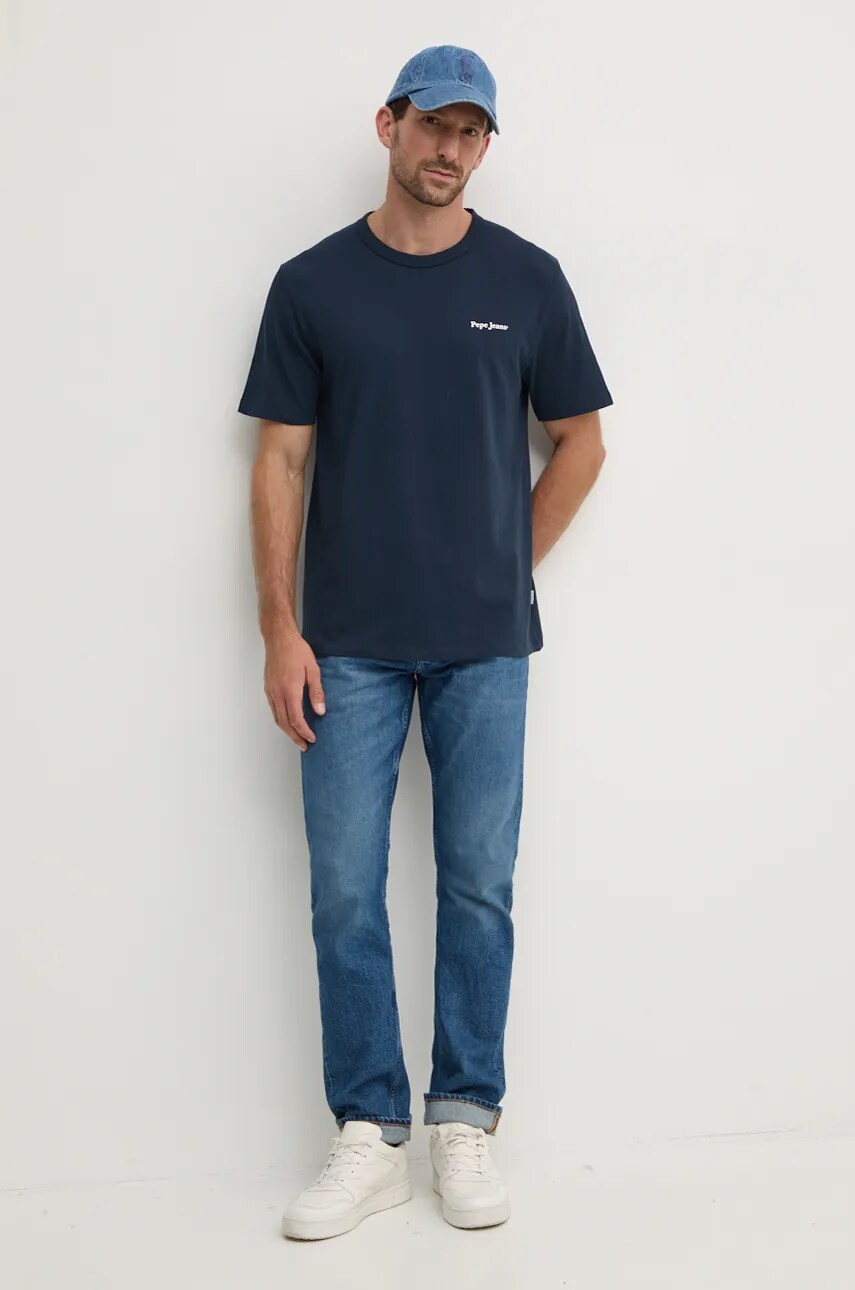 Бавовняна футболка Pepe Jeans ARRYN чоловіча колір синій з принтом PM509623