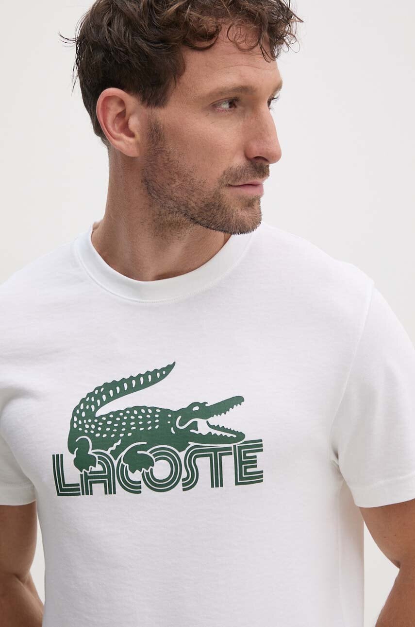 Футболка Lacoste чоловіча колір бежевий з принтом TH2508