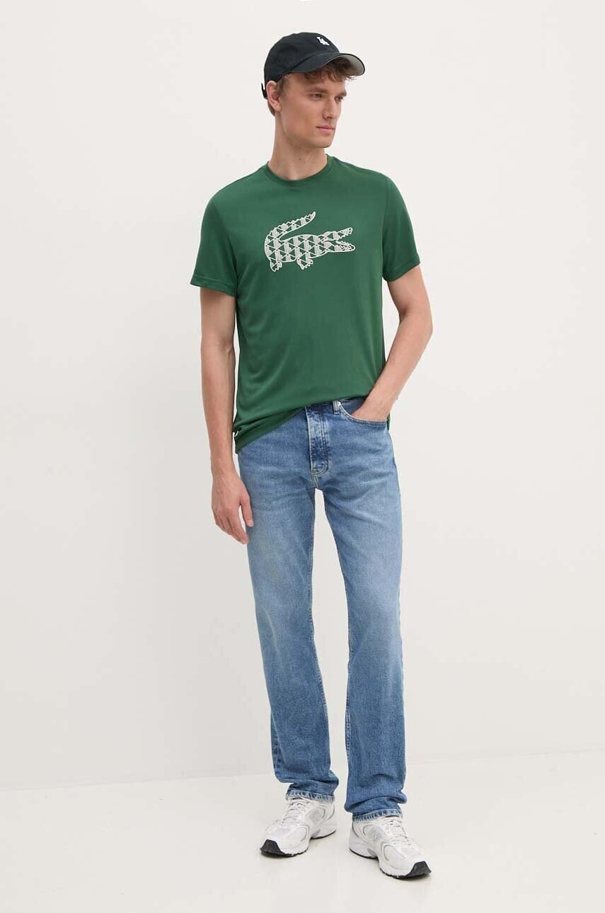 Футболка Lacoste чоловіча колір зелений з принтом TH2623