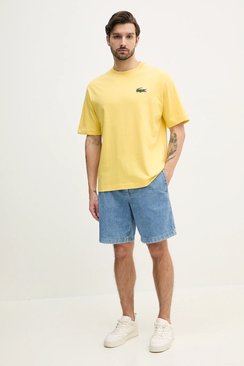 Футболка Lacoste чоловіча колір жовтий однотонна TH2745