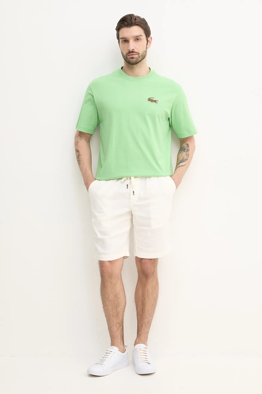 Футболка Lacoste чоловіча колір зелений однотонна TH2745