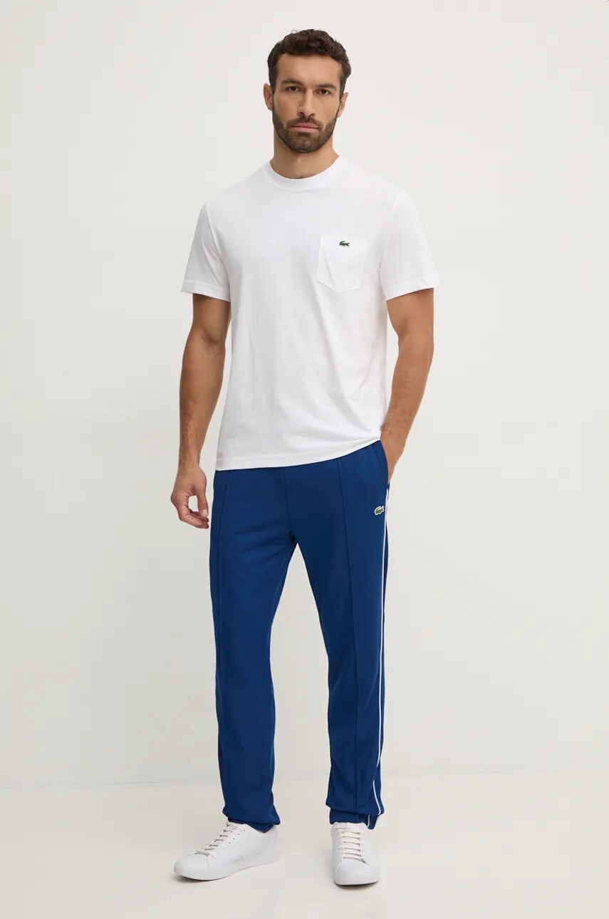 Бавовняна футболка Lacoste чоловіча колір білий однотонна TH2827