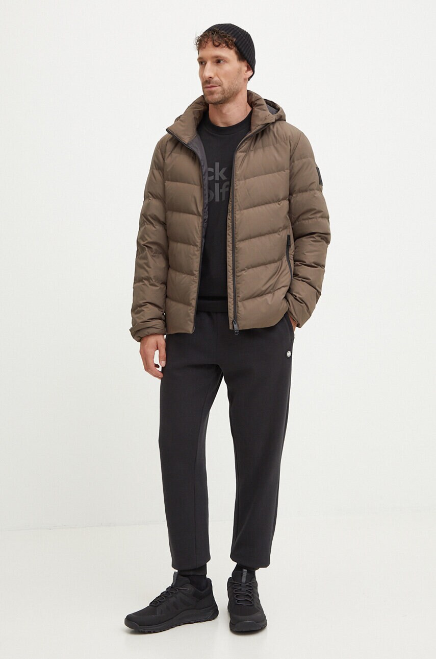 Бавовняна футболка Jack Wolfskin Brand чоловіча колір чорний з принтом 1809591