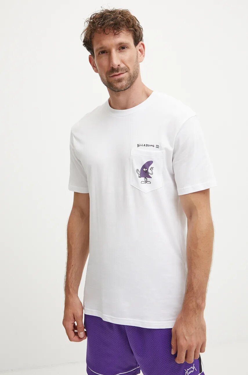Бавовняна футболка Billabong Funghi Pocket чоловіча колір білий з принтом ABYZT02486