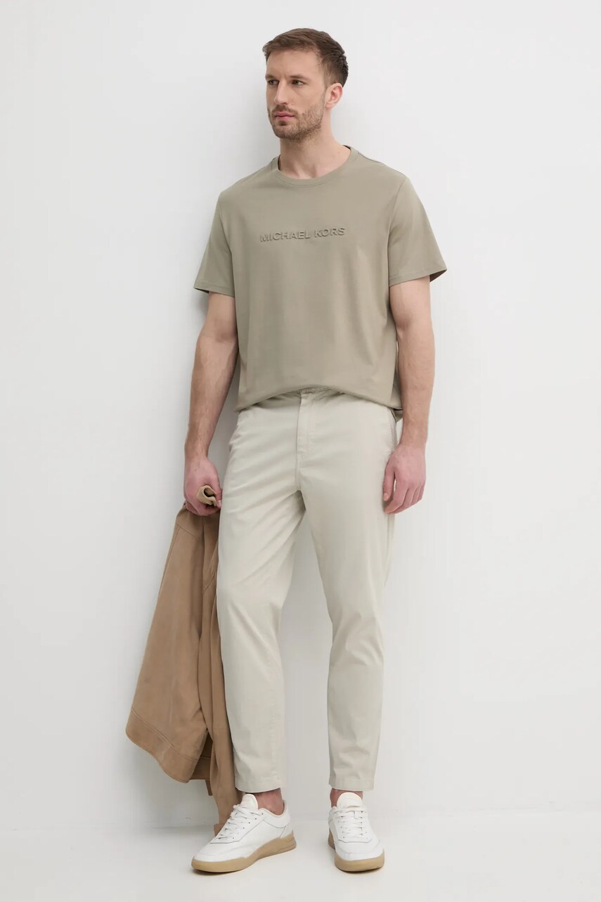 Бавовняна футболка Michael Kors чоловіча колір чорний з аплікацією CF4529H1V2