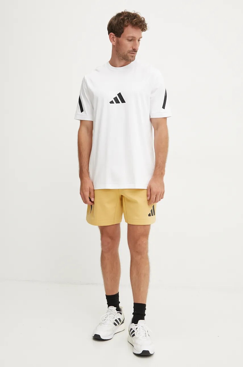 Бавовняна футболка adidas ZNE чоловіча колір білий з принтом JE3078