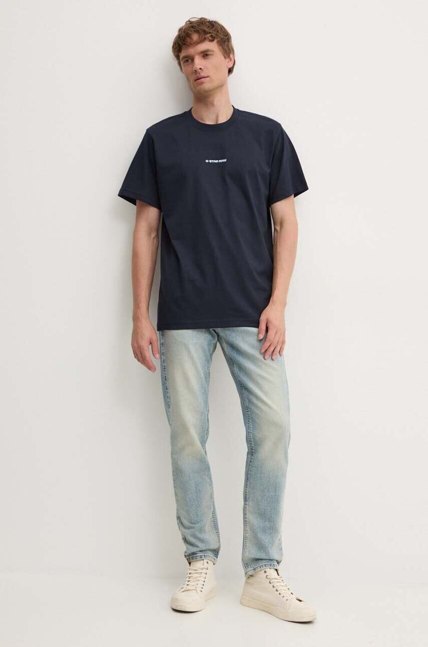Бавовняна футболка G-Star Raw чоловіча колір синій з аплікацією D25677-C336