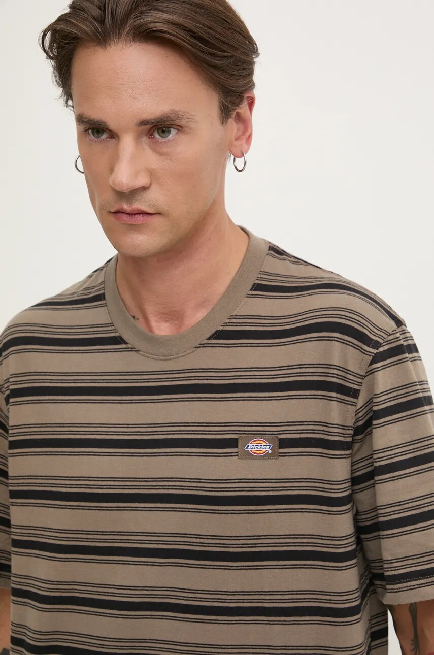 Бавовняна футболка Dickies STEVENSVILLE чоловіча колір коричневий візерунок DK0A8642