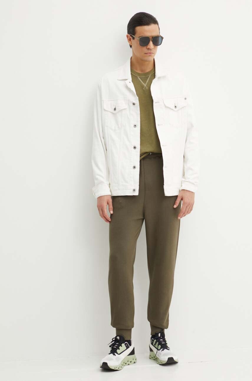 Бавовняна футболка G-Star Raw чоловіча колір зелений однотонна D24449-2653