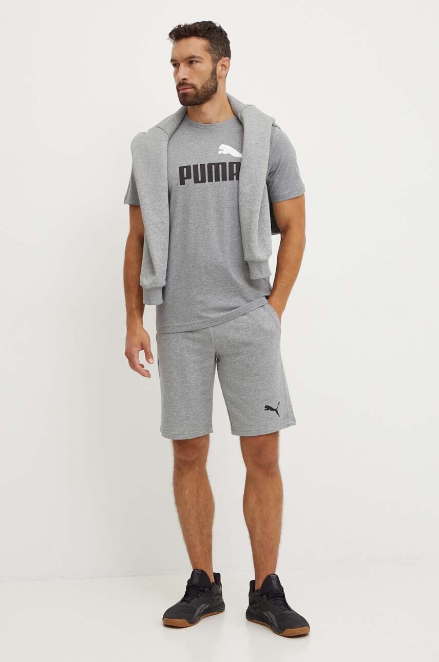Бавовняна футболка Puma чоловіча колір сірий з принтом 847382