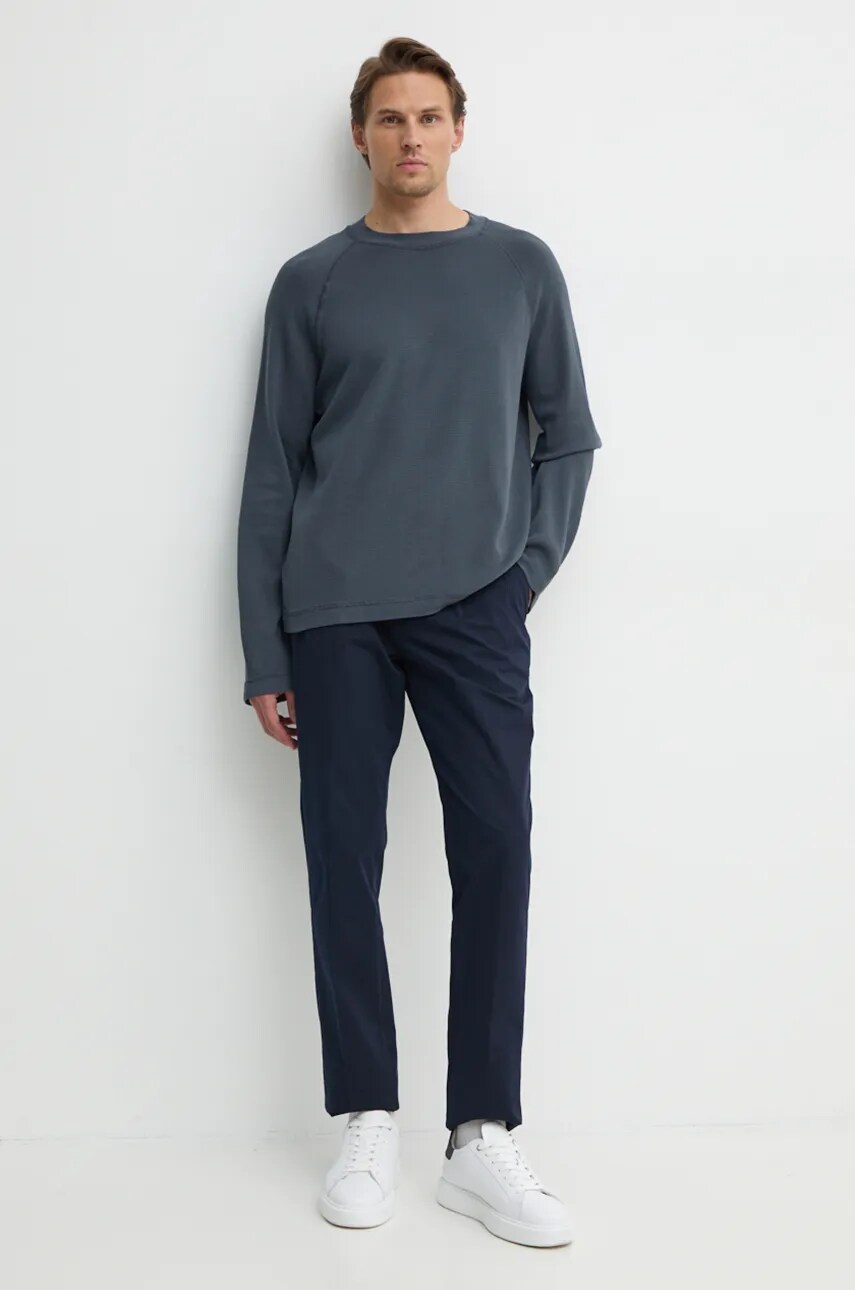 Бавовняний лонгслів Calvin Klein Jeans колір сірий однотонний J30J326450
