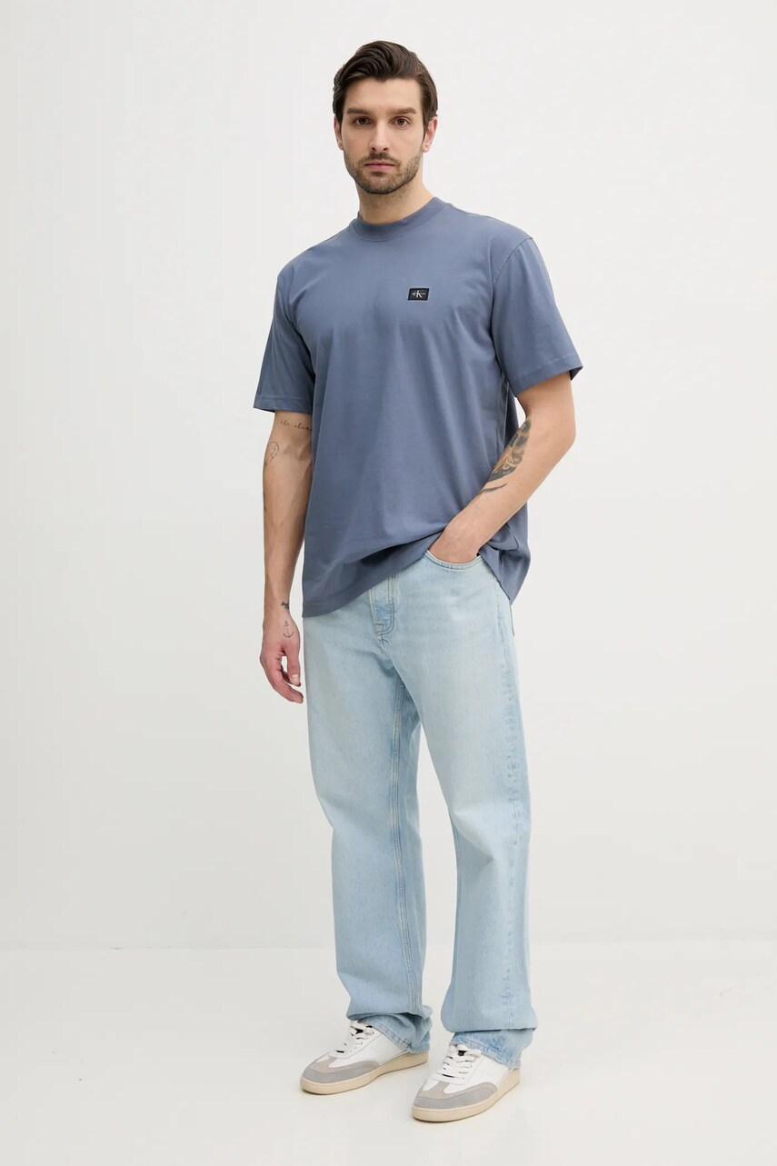 Бавовняна футболка Calvin Klein Jeans чоловіча колір сірий однотонна J30J326857