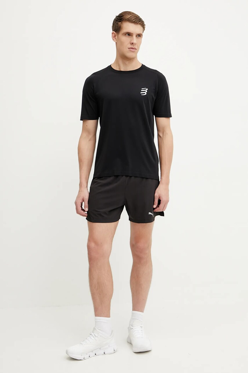 Бігова футболка Compressport Performance колір чорний візерунок ATSM4920