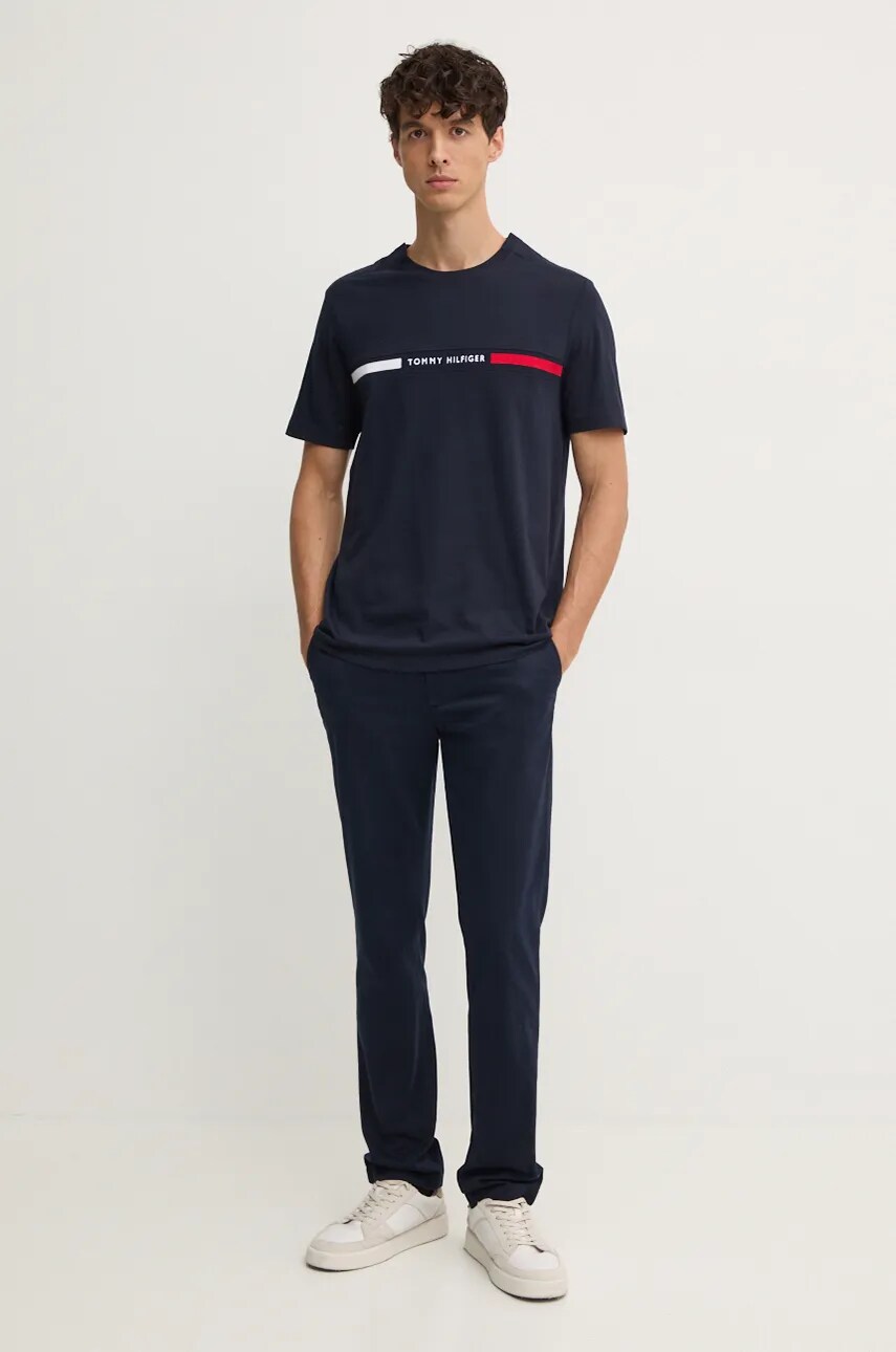 Бавовняна футболка Tommy Hilfiger чоловіча колір синій з аплікацією MW0MW37390