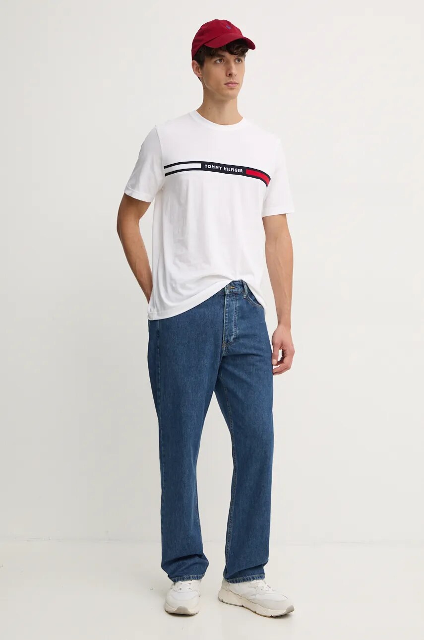 Бавовняна футболка Tommy Hilfiger чоловіча колір білий з аплікацією MW0MW36498