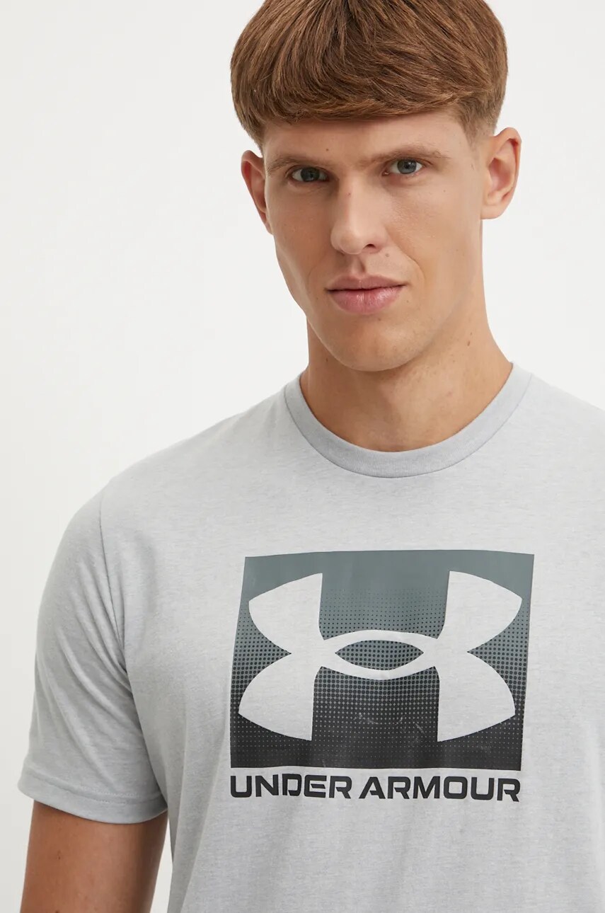 Футболка Under Armour BOXED SPORTS UPDATED чоловіча колір сірий з принтом 1386793