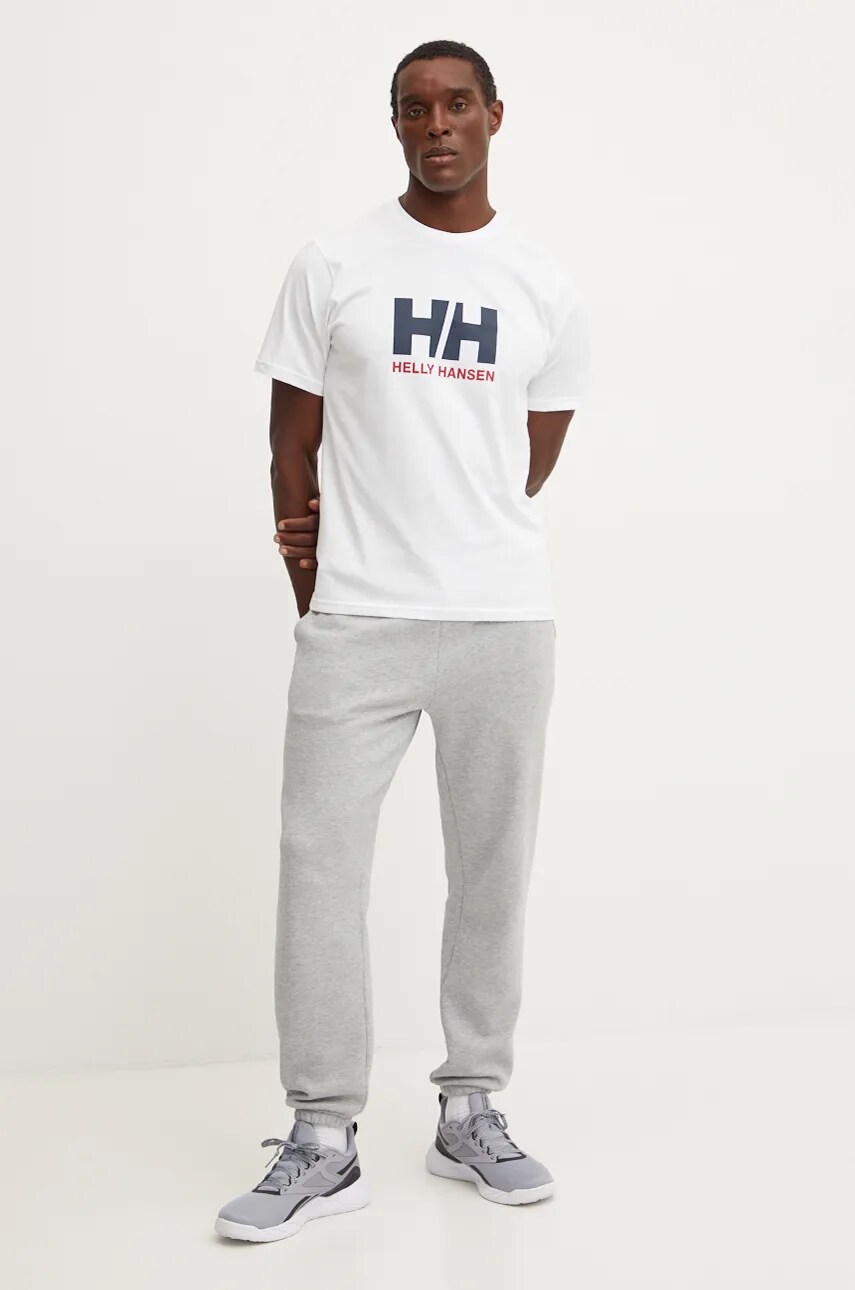 Бавовняна футболка Helly Hansen HH LOGO чоловіча колір білий з принтом 30396