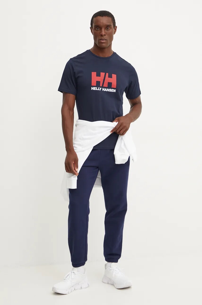 Бавовняна футболка Helly Hansen HH LOGO чоловіча колір синій з принтом 30396