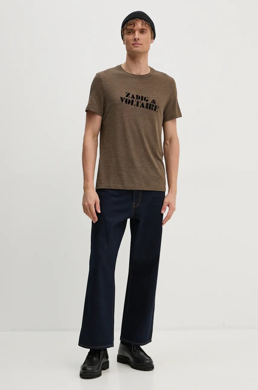 Футболка ZADIG&VOLTAIRE чоловіча колір коричневий з принтом JMTS00662