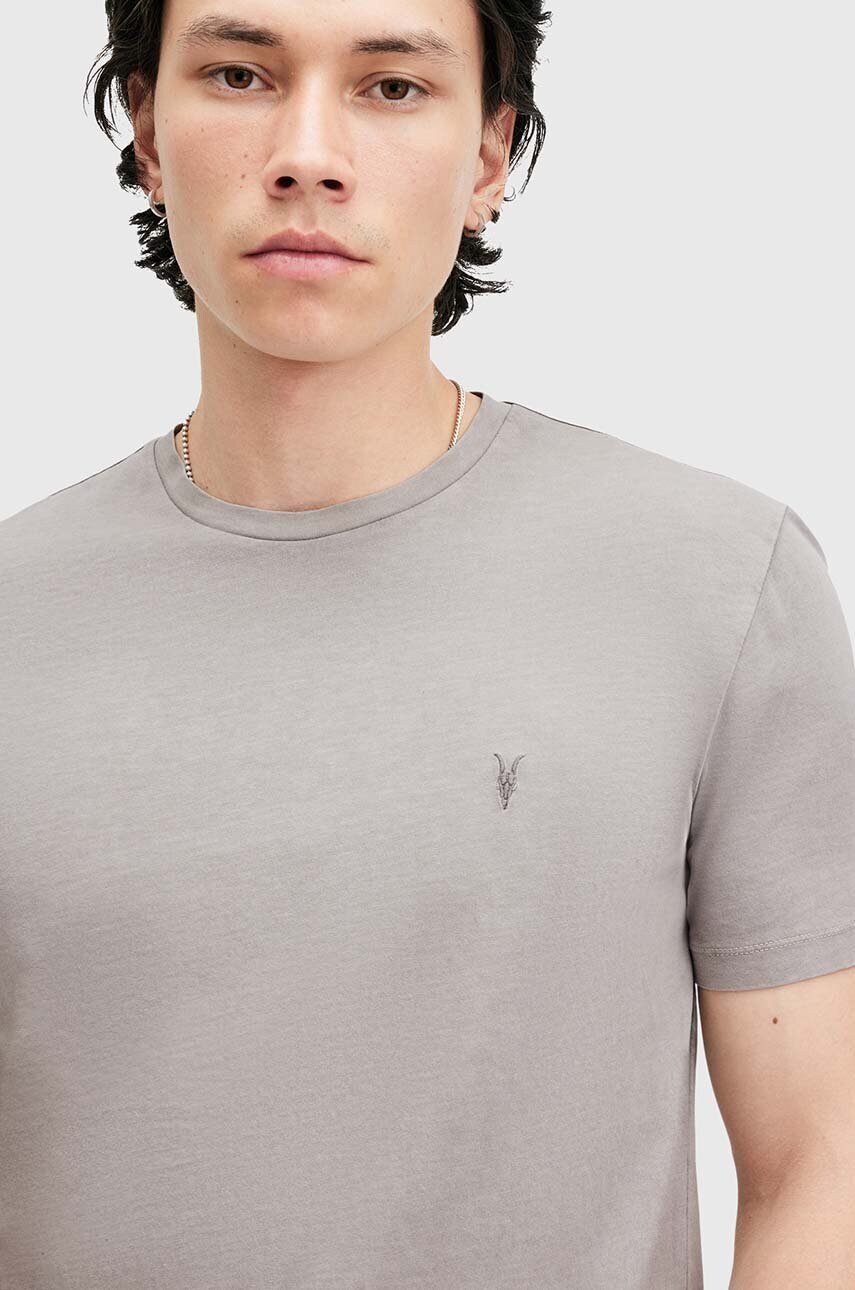 Бавовняна футболка AllSaints OSSAGE чоловіча колір сірий однотонна M001JZ