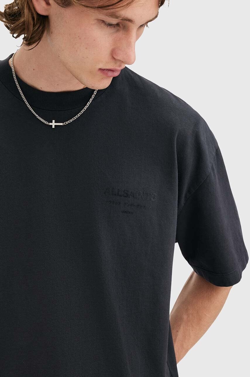 Бавовняна футболка AllSaints XANDER SS CREW чоловіча колір чорний однотонна M006PB