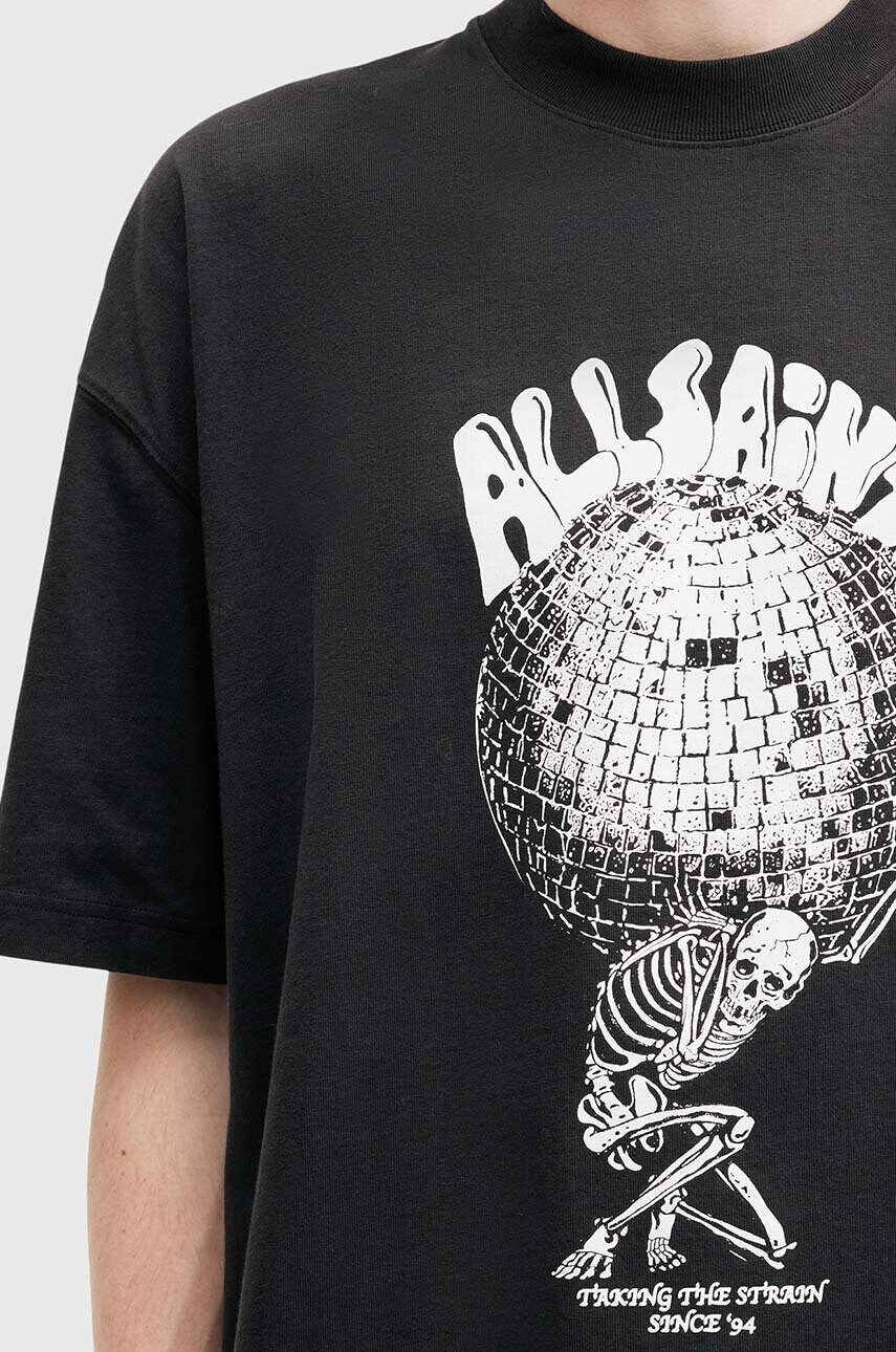 Бавовняна футболка AllSaints BURDEN чоловіча колір чорний з принтом M021PB