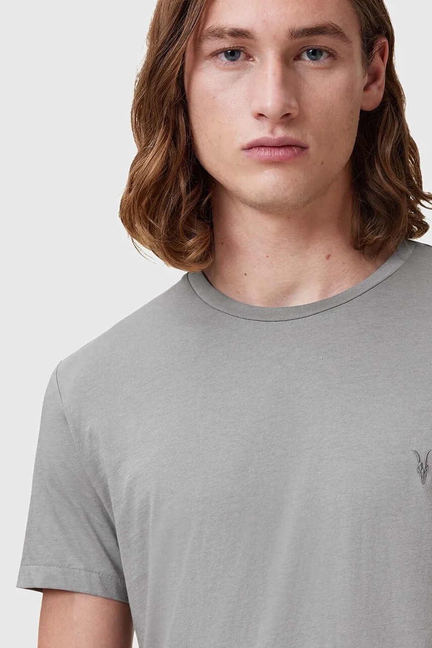 Бавовняна футболка AllSaints TONIC чоловіча колір сірий однотонна M028JB