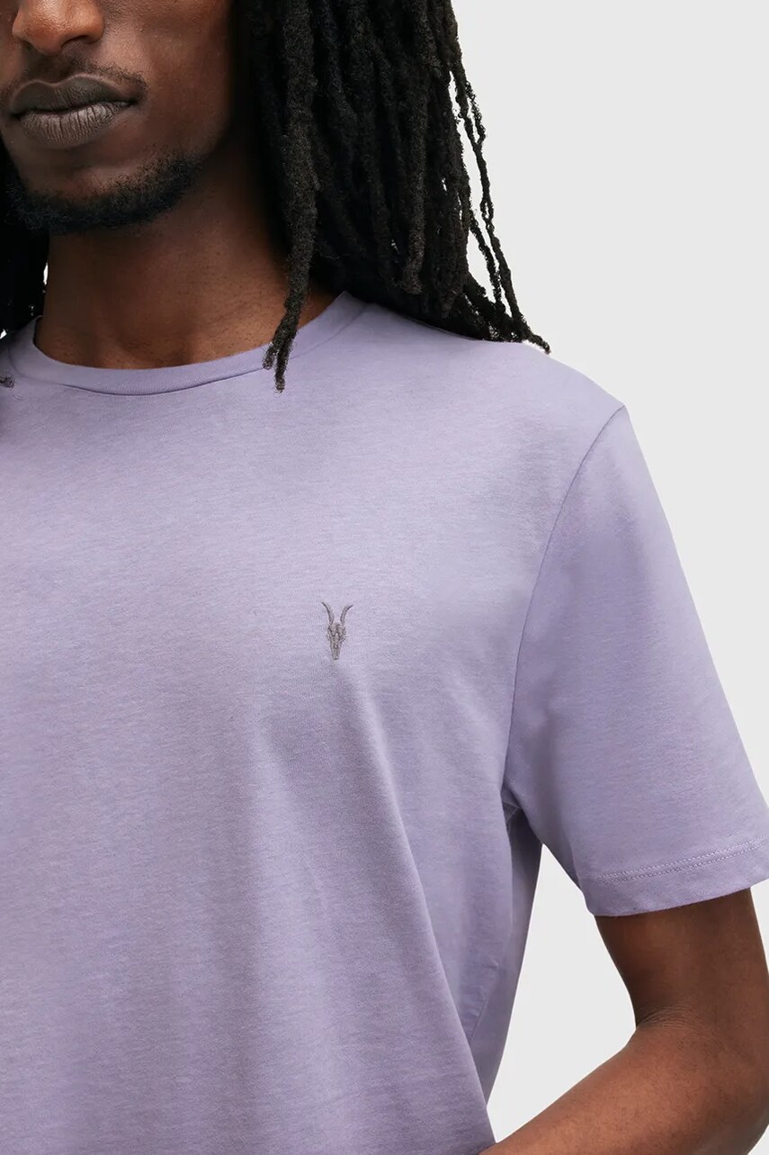 Бавовняна футболка AllSaints BRACE чоловічий колір фіолетовий однотонний M030JB