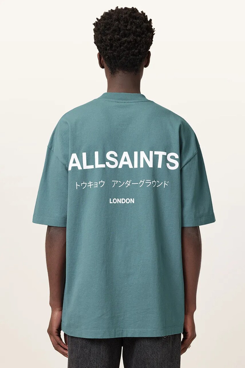 Бавовняна футболка AllSaints UNDERGROUND чоловіча з принтом M071PB