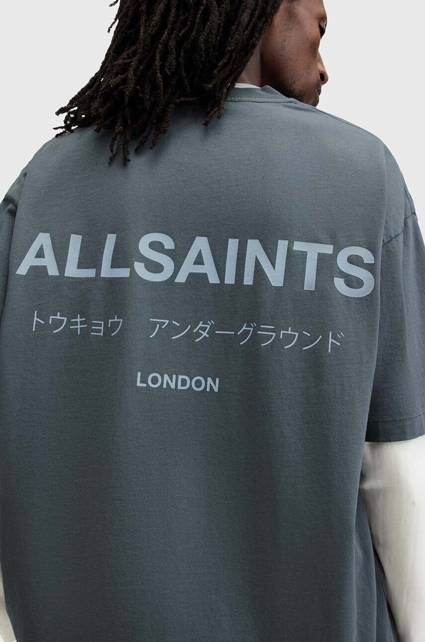 Бавовняна футболка AllSaints UNDERGROUND чоловіча з принтом M071PB