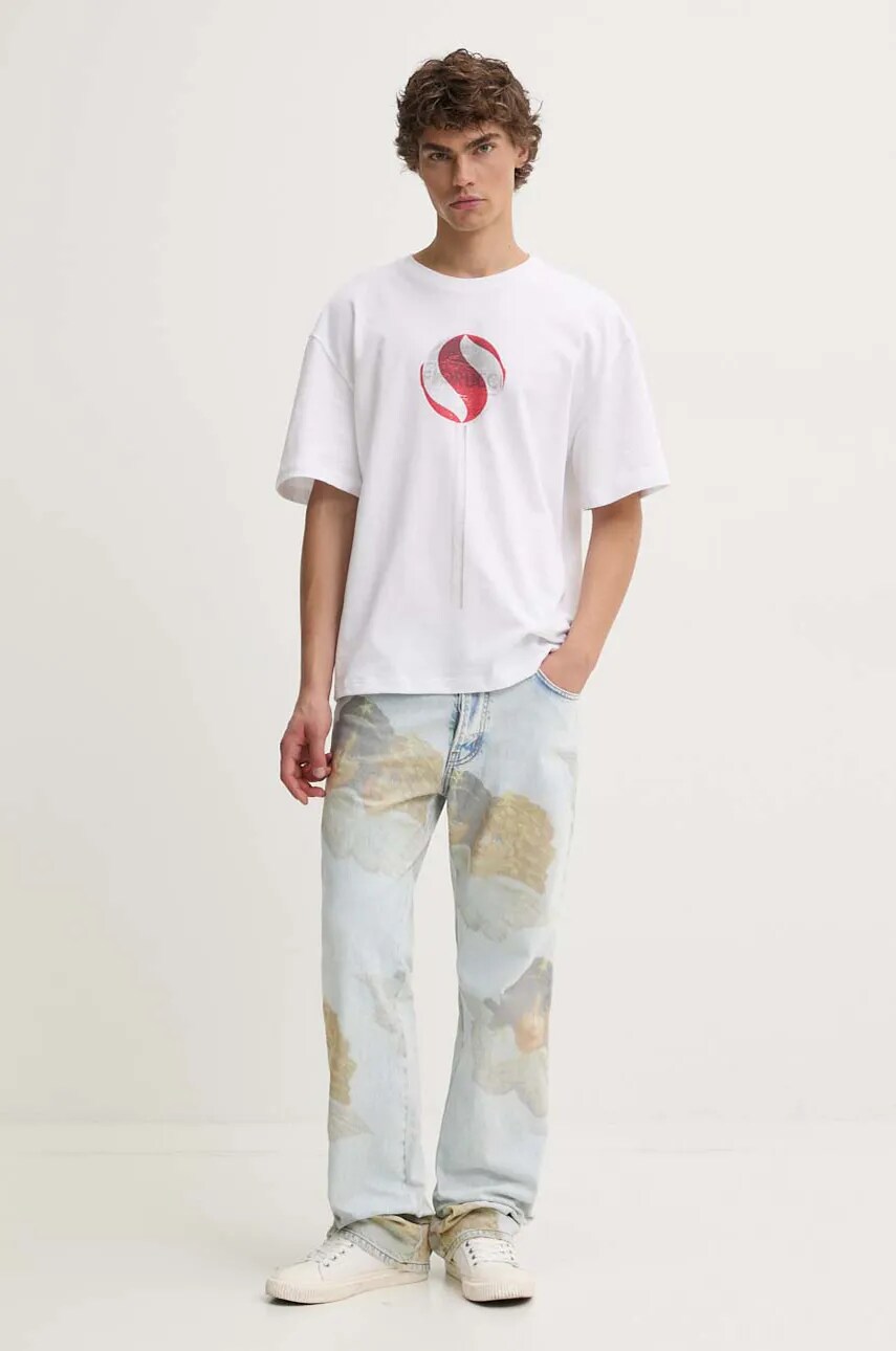 Бавовняна футболка Fiorucci чоловіча колір білий візерунок M01FMTSH103CJ01WH03