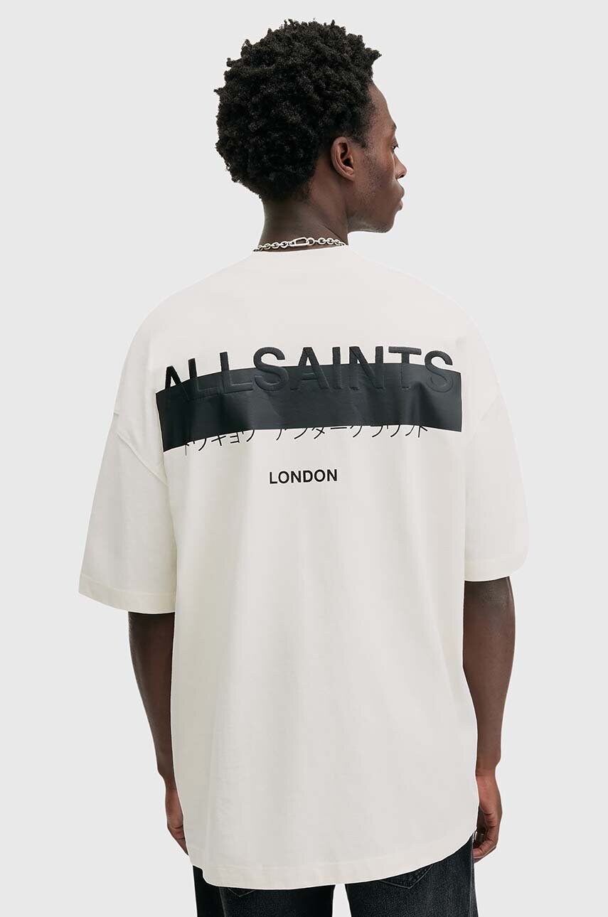 Бавовняна футболка AllSaints REDACT SS CREW чоловіча колір білий з принтом M002PC