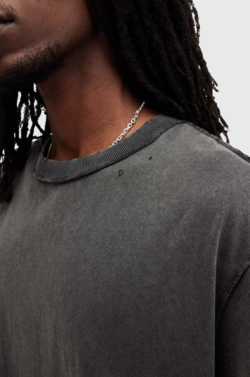 Бавовняна футболка AllSaints HEATH SS CREW чоловіча колір чорний однотонна M013JA