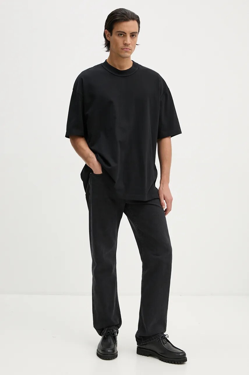 Бавовняна футболка AllSaints ISAC SS CREW чоловіча колір чорний однотонна M024JB
