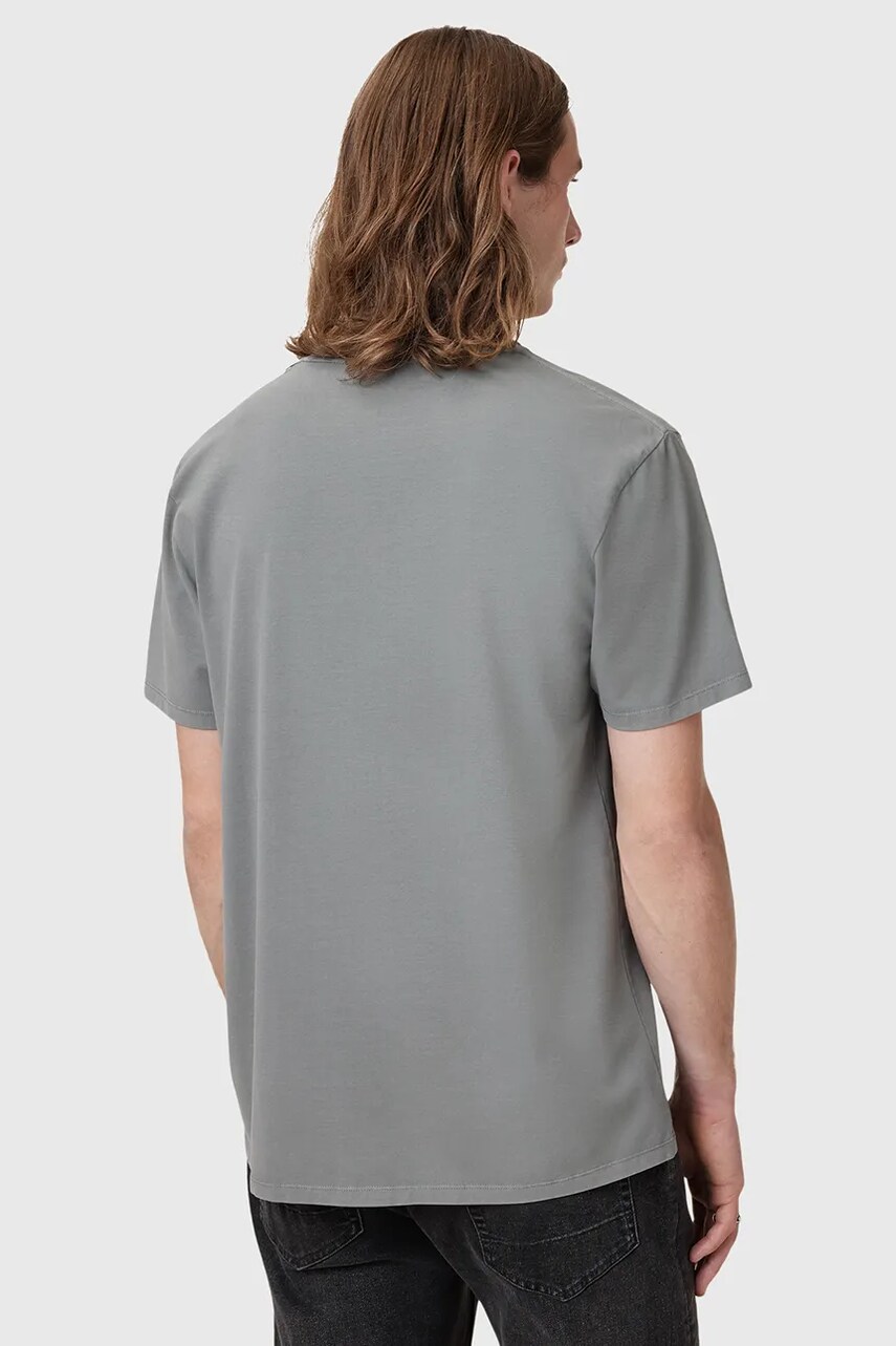 Бавовняна футболка AllSaints BODEGA SS CREW чоловіча колір сірий однотонна M026JB