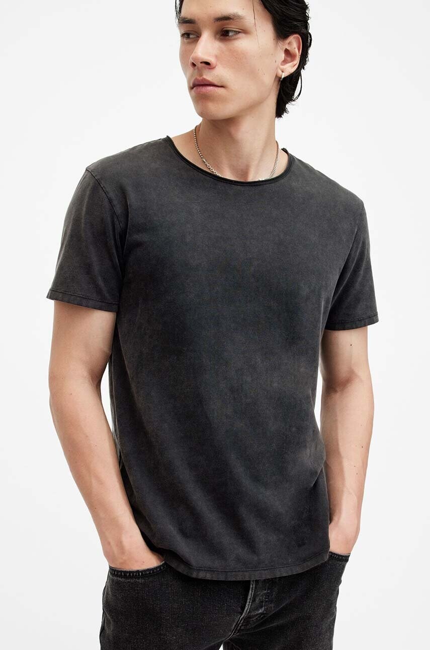 Бавовняна футболка AllSaints BODEGA SS CREW чоловіча колір чорний однотонна M026JB