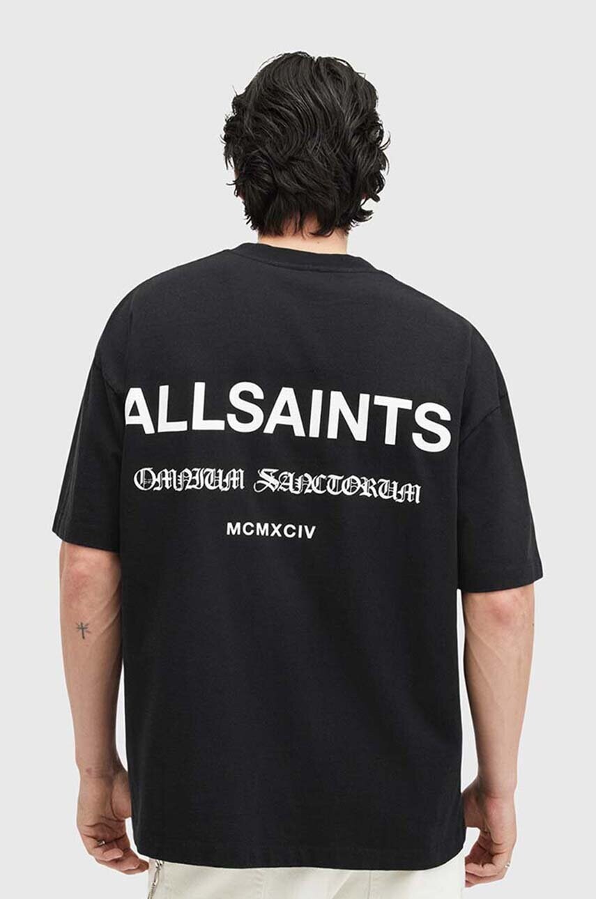 Бавовняна футболка AllSaints SANCTUM SS CREW чоловіча колір чорний з принтом M068PB