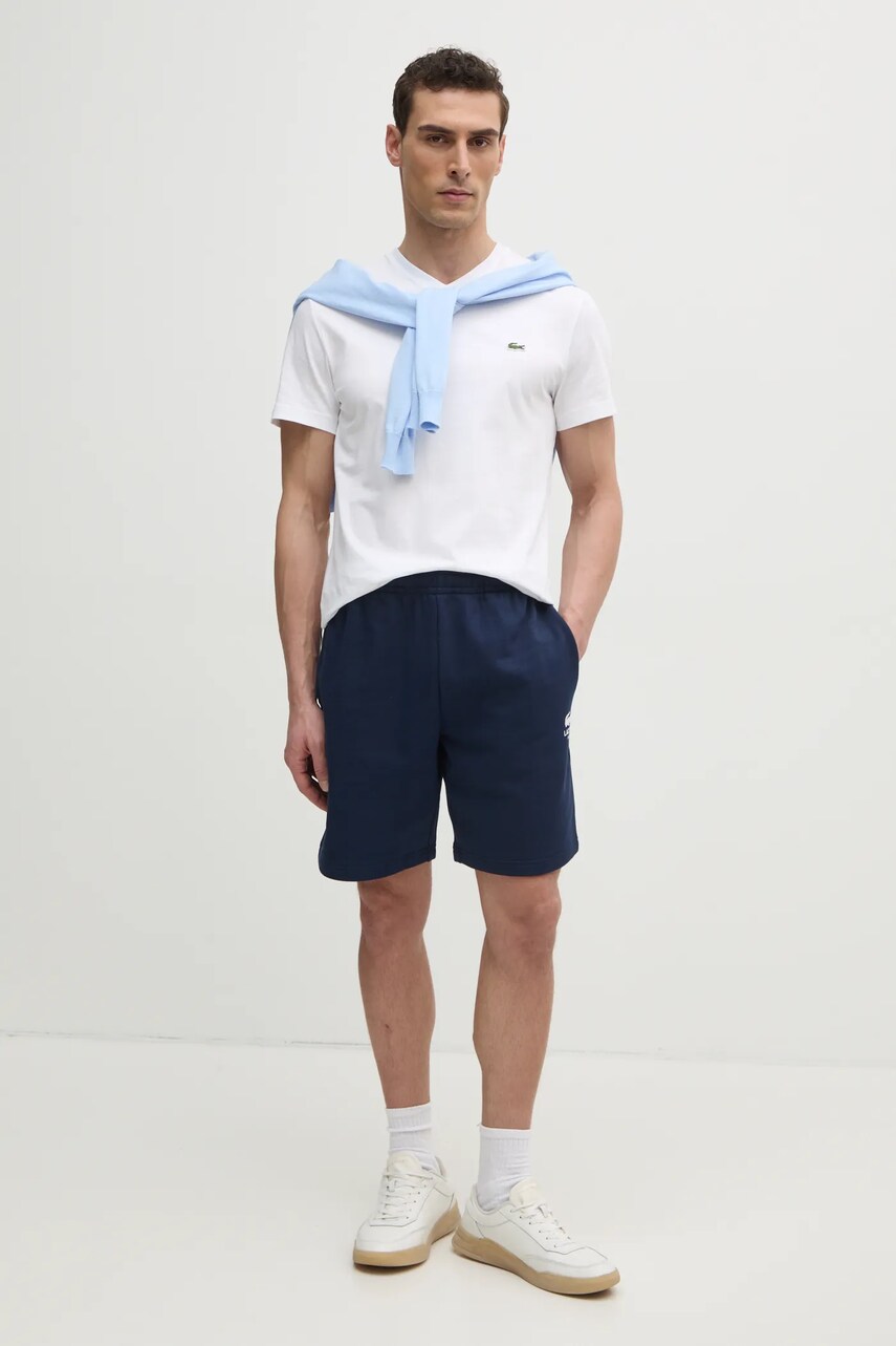 Бавовняна футболка Lacoste чоловіча колір зелений однотонна TH5077