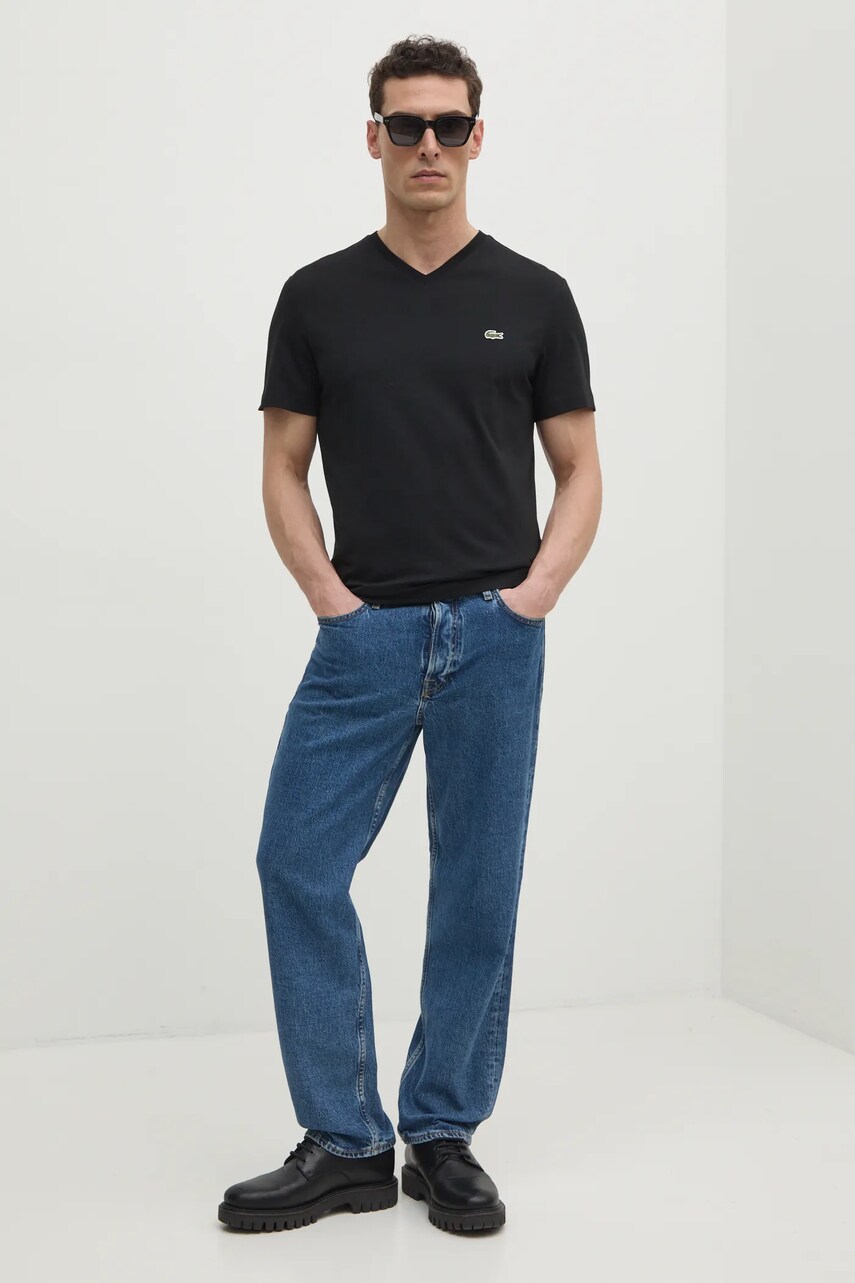 Бавовняна футболка Lacoste чоловіча колір зелений однотонна TH5077