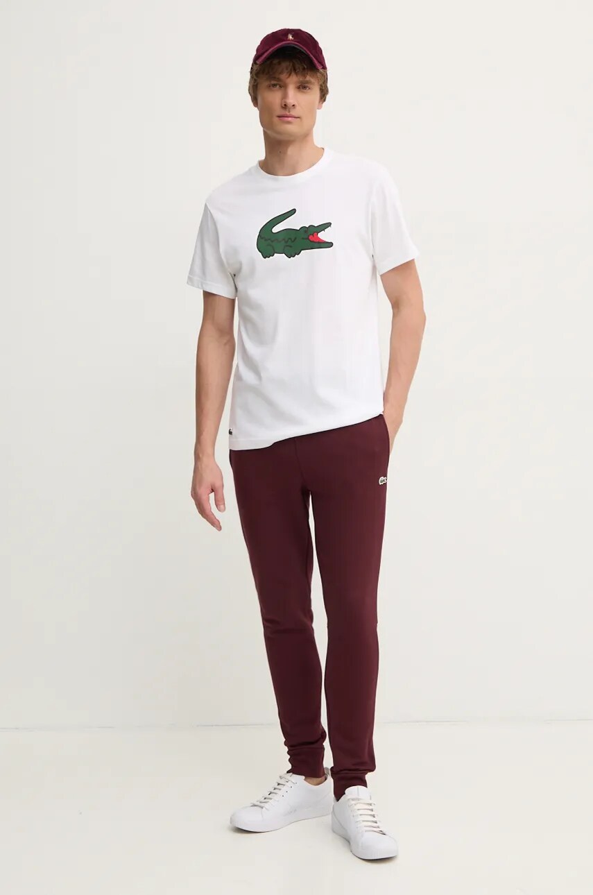 Футболка Lacoste чоловічий колір бежевий з принтом TH7513