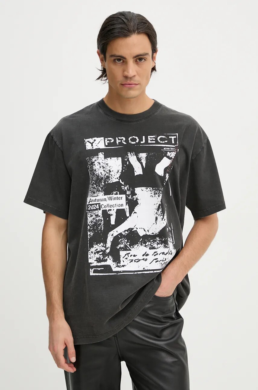Бавовняна футболка Y/Project ROCK BAND PRINT PINCHED LOGO T-SHIRT колір сірий з принтом 204TS020