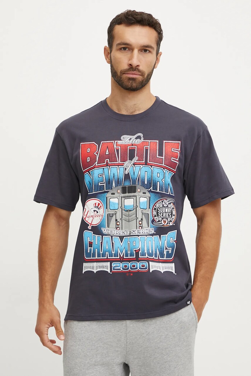 Бавовняна футболка 47 brand MLB New York Yankees колір синій з принтом BU017TMYIHQ632878VN