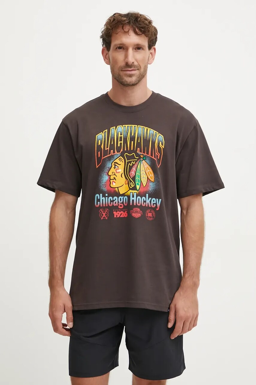 Бавовняна футболка 47 brand NHL Chicago Blackhawks колір сірий з принтом HH004TMYIHQ620699C9