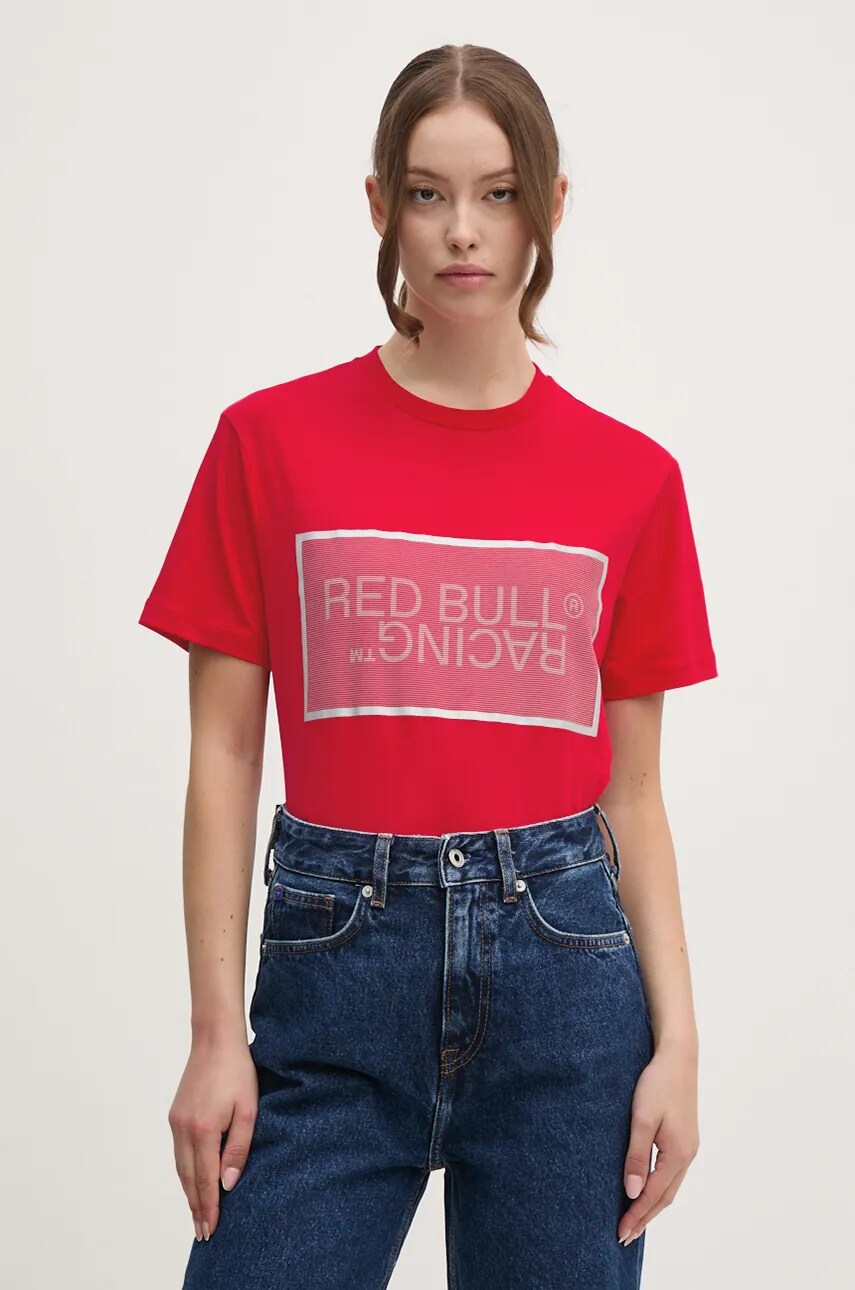 Бавовняна футболка Red Bull Racing x Pepe Jeans Red Bull Racing x Pepe Jeans колір червоний з принтом RU500004