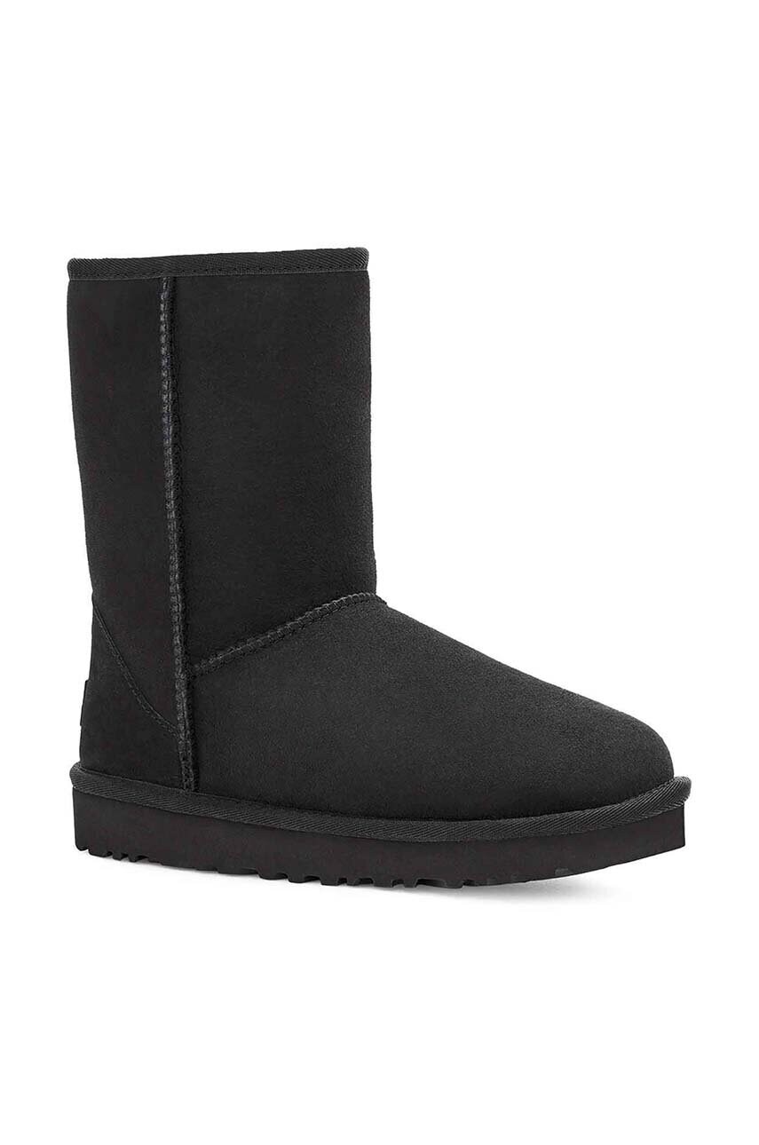 Черевики UGG жіночі колір чорний на плоскому ходу утеплені