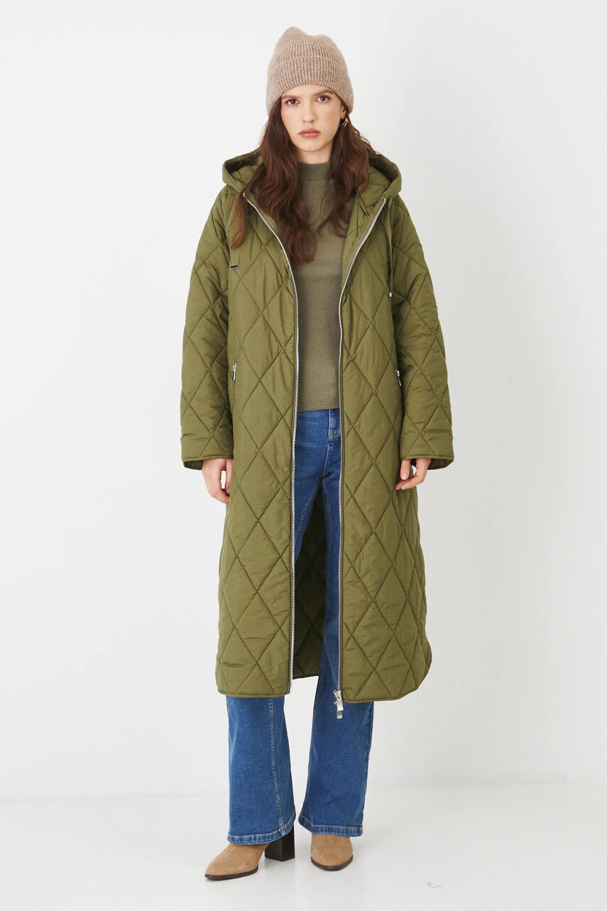 Пальто Medicine жіночий колір зелений перехідний oversize