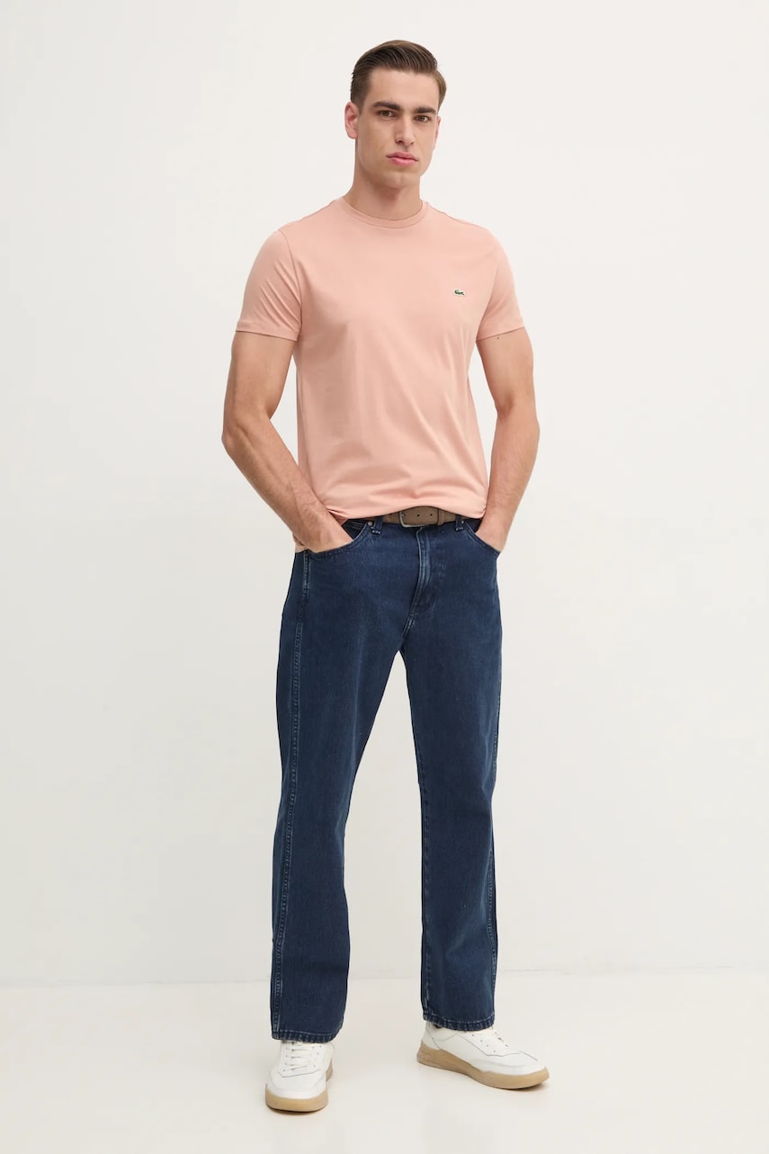 Бавовняна футболка Lacoste чоловіча колір помаранчевий однотонна TH6709